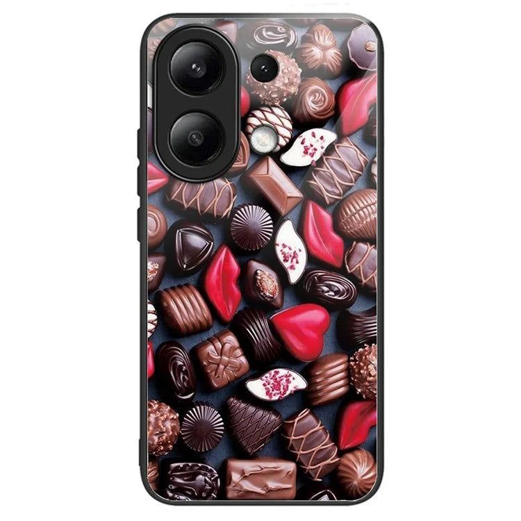 For Xiaomi Redmi Note 13 4G Case Pattern Printing Tempered Glass+TPU Phone Cover