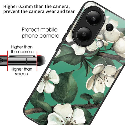 For Xiaomi Redmi Note 13 4G Case Pattern Printing Tempered Glass+TPU Phone Cover