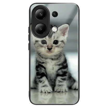 For Xiaomi Redmi Note 13 4G Case Pattern Printing Tempered Glass+TPU Phone Cover