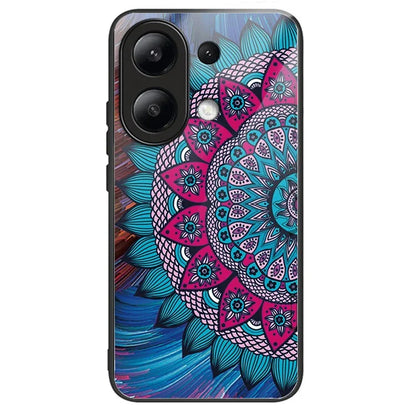 For Xiaomi Redmi Note 13 4G Case Pattern Printing Tempered Glass+TPU Phone Cover