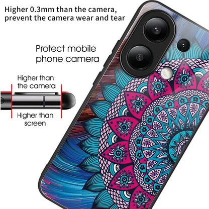 For Xiaomi Redmi Note 13 4G Case Pattern Printing Tempered Glass+TPU Phone Cover