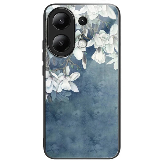 For Xiaomi Redmi Note 13 4G Tempered Glass Back Cover Pretty Pattern Protective Phone Case