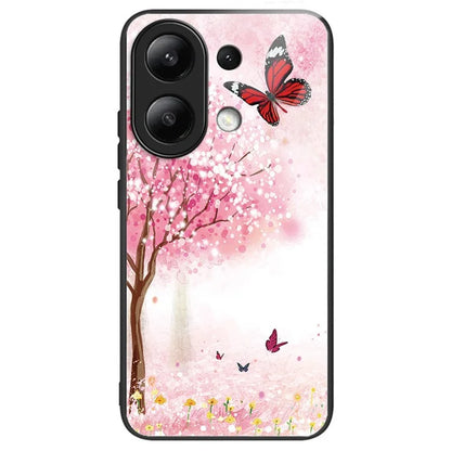 For Xiaomi Redmi Note 13 4G Tempered Glass Back Cover Pretty Pattern Protective Phone Case