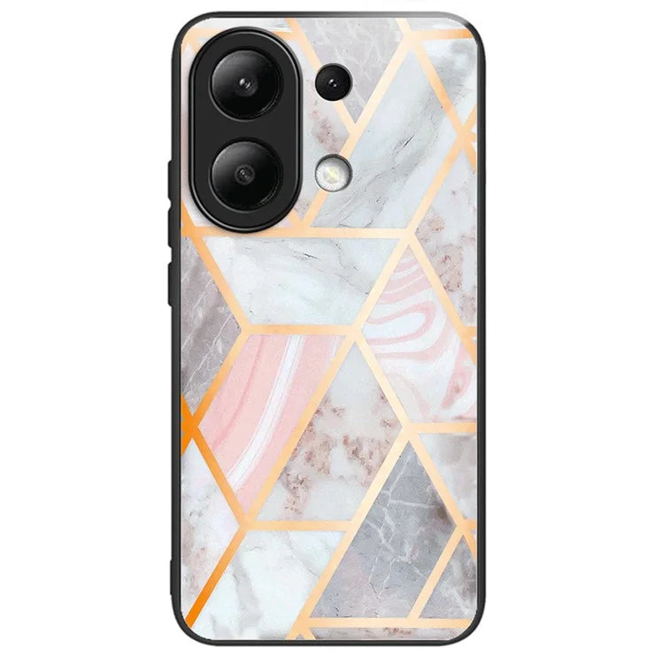For Xiaomi Redmi Note 13 4G Tempered Glass Back Cover Pretty Pattern Protective Phone Case