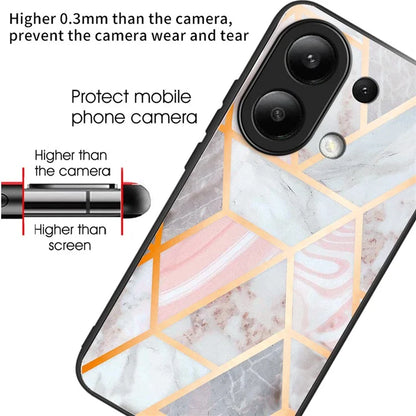 For Xiaomi Redmi Note 13 4G Tempered Glass Back Cover Pretty Pattern Protective Phone Case