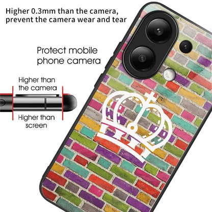 For Xiaomi Redmi Note 13 4G Tempered Glass Back Cover Pretty Pattern Protective Phone Case