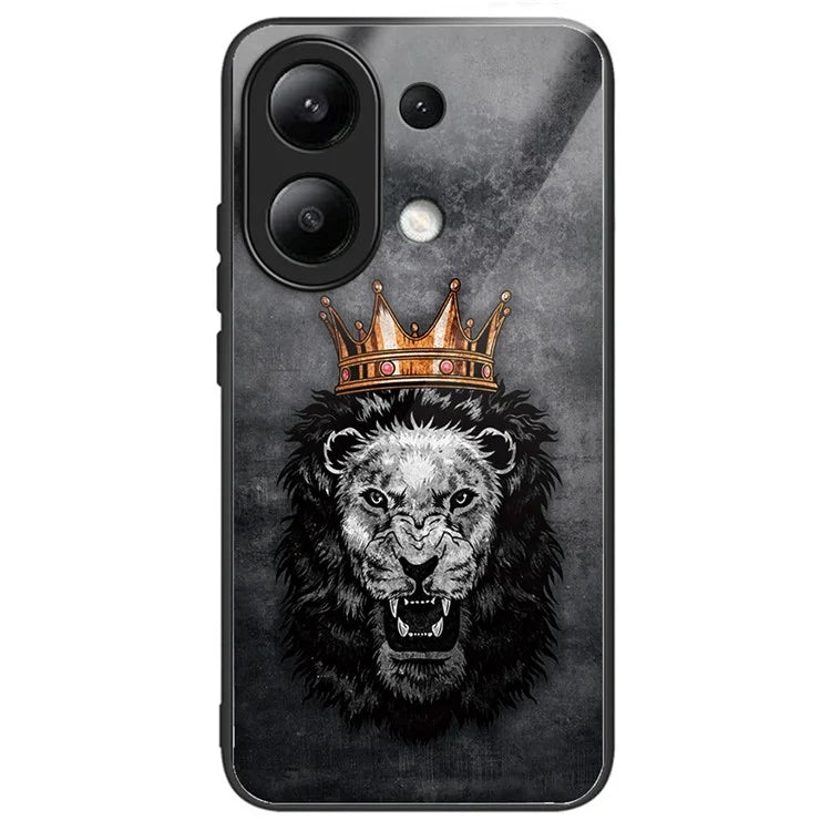For Xiaomi Redmi Note 13 4G Tempered Glass Back Cover Pretty Pattern Protective Phone Case