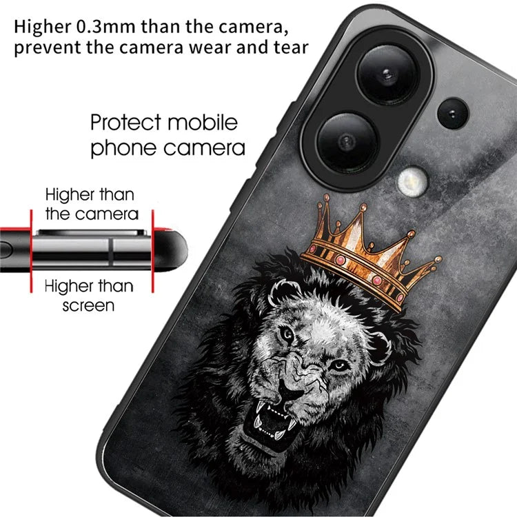 For Xiaomi Redmi Note 13 4G Tempered Glass Back Cover Pretty Pattern Protective Phone Case