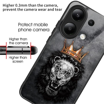 For Xiaomi Redmi Note 13 4G Tempered Glass Back Cover Pretty Pattern Protective Phone Case