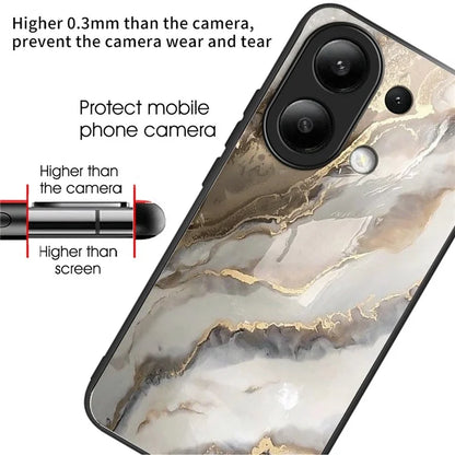 For Xiaomi Redmi Note 13 4G Tempered Glass Back Cover Pretty Pattern Protective Phone Case