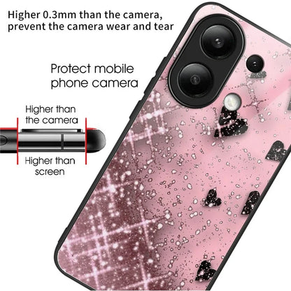 For Xiaomi Redmi Note 13 4G Tempered Glass Back Cover Pretty Pattern Protective Phone Case