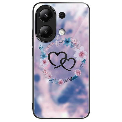 For Xiaomi Redmi Note 13 4G Tempered Glass Back Cover Pretty Pattern Protective Phone Case
