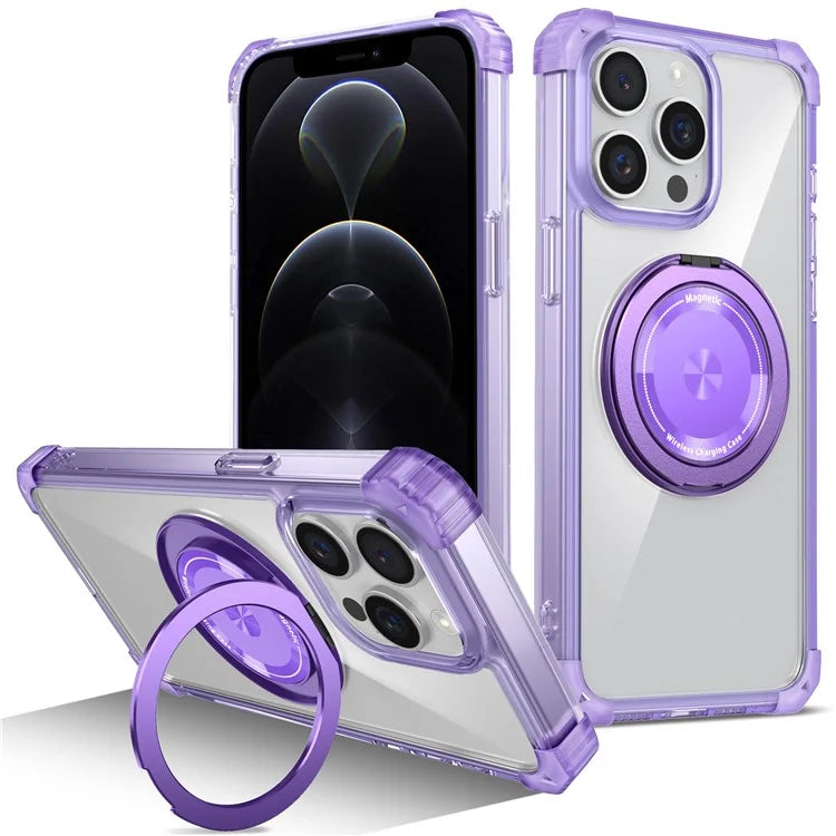 For iPhone 12 / 12 Pro Case Compatible with MagSafe Rotating Kickstand TPU+PC Phone Cover