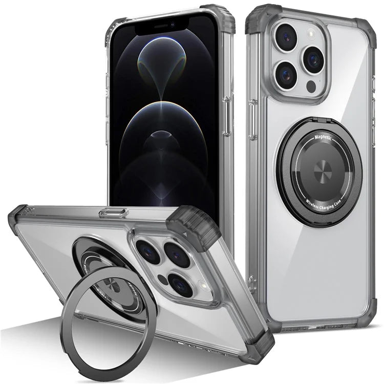For iPhone 12 Pro Max Magnetic Case Anti-drop TPU+PC Kickstand Phone Cover
