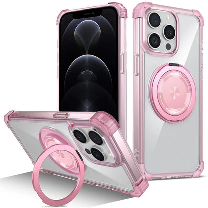 For iPhone 12 Pro Max Magnetic Case Anti-drop TPU+PC Kickstand Phone Cover Pink