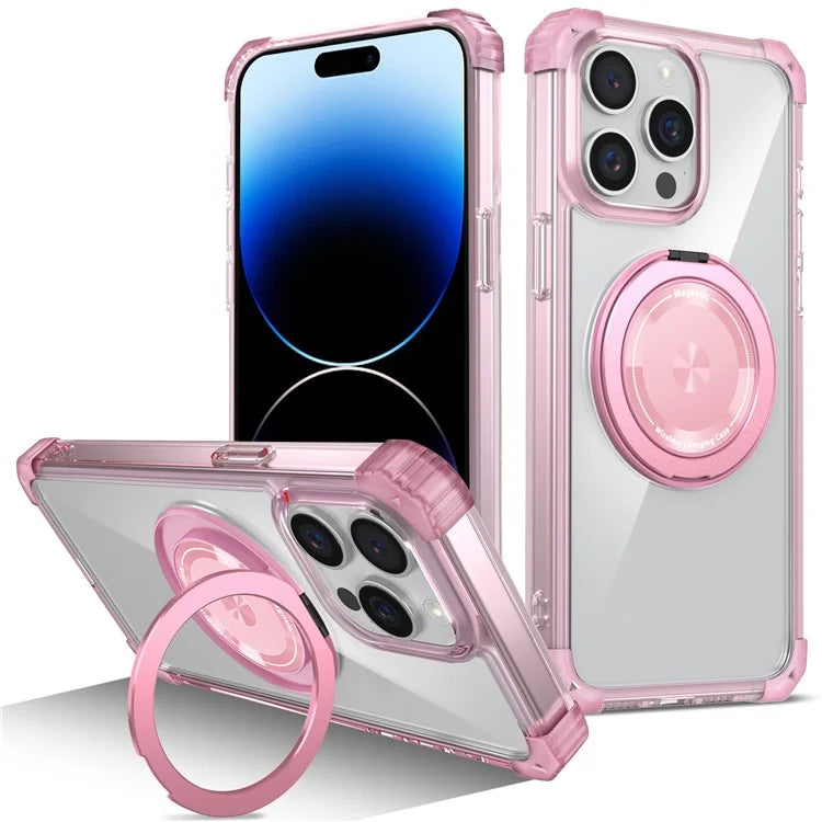 For iPhone 14 Pro Case Rotary Ring Kickstand TPU+PC Phone Cover
