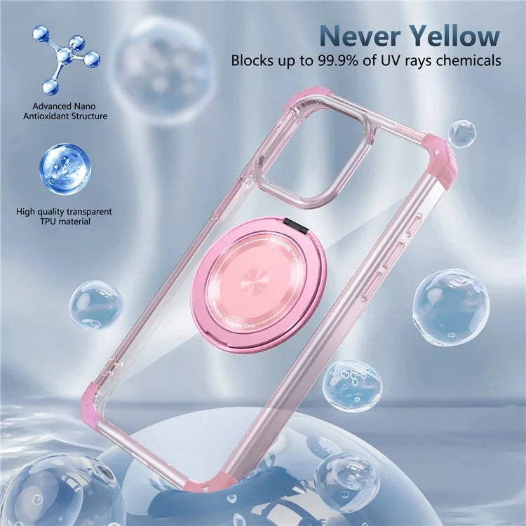 For iPhone 14 Pro Case Rotary Ring Kickstand TPU+PC Phone Cover