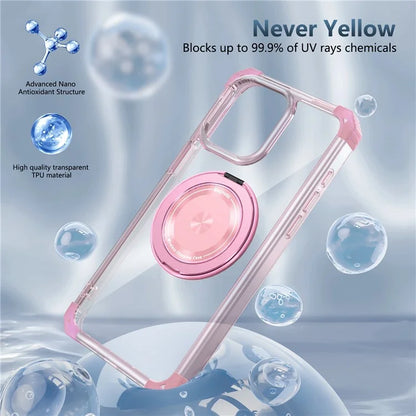For iPhone 14 Pro Case Rotary Ring Kickstand TPU+PC Phone Cover