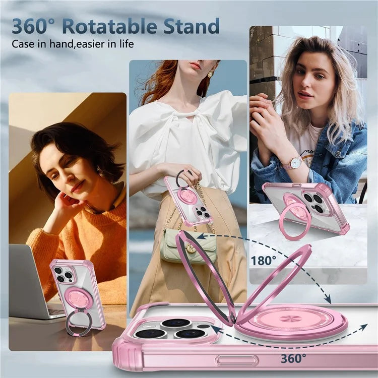 For iPhone 14 Pro Case Rotary Ring Kickstand TPU+PC Phone Cover