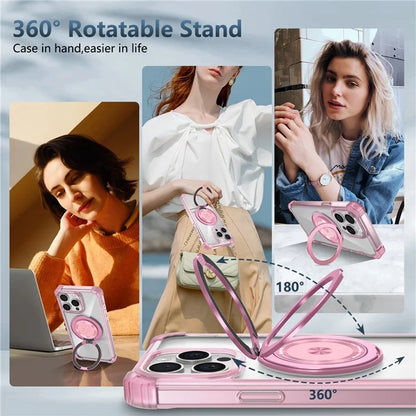 For iPhone 14 Pro Case Rotary Ring Kickstand TPU+PC Phone Cover