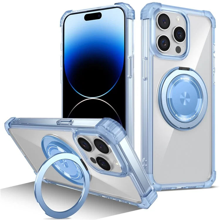For iPhone 14 Pro Case Rotary Ring Kickstand TPU+PC Phone Cover