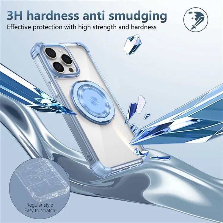 For iPhone 14 Pro Case Rotary Ring Kickstand TPU+PC Phone Cover