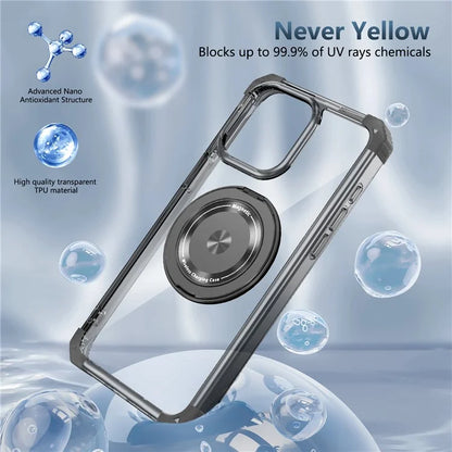 For iPhone 14 Pro Case Rotary Ring Kickstand TPU+PC Phone Cover