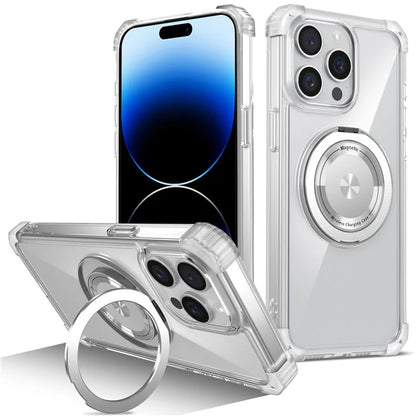 For iPhone 14 Pro Case Rotary Ring Kickstand TPU+PC Phone Cover