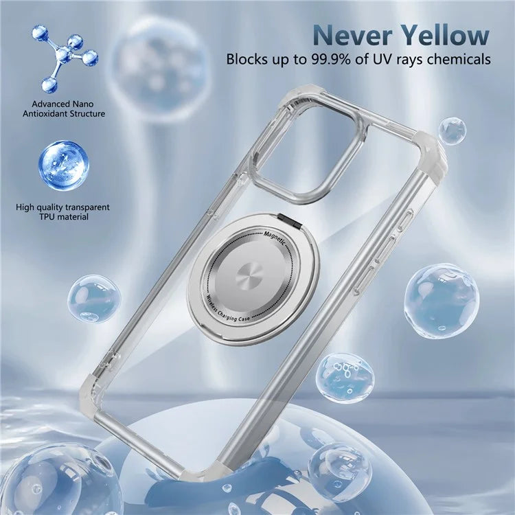 For iPhone 14 Pro Case Rotary Ring Kickstand TPU+PC Phone Cover