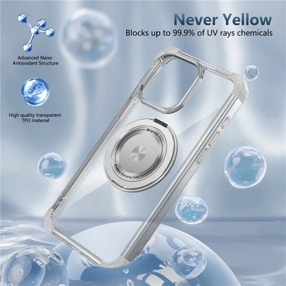 For iPhone 14 Pro Case Rotary Ring Kickstand TPU+PC Phone Cover