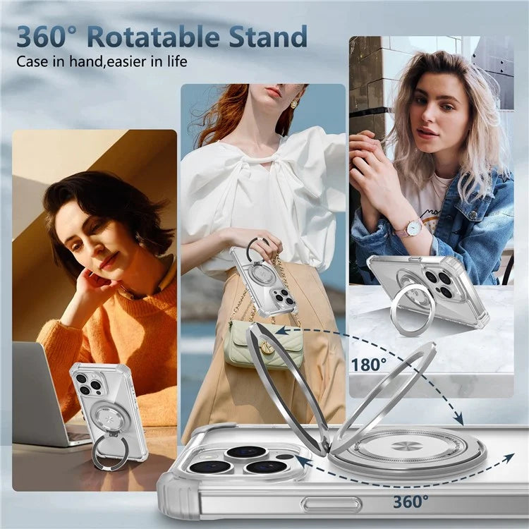 For iPhone 14 Pro Case Rotary Ring Kickstand TPU+PC Phone Cover
