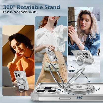 For iPhone 14 Pro Case Rotary Ring Kickstand TPU+PC Phone Cover