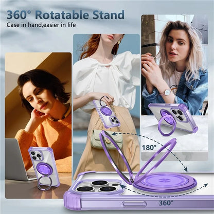 For iPhone 14 Pro Case Rotary Ring Kickstand TPU+PC Phone Cover Purple