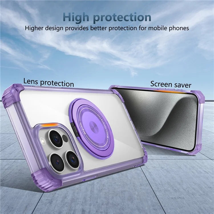 For iPhone 13 Pro Max Magnetic Case Rotary Ring Kickstand TPU+PC Phone Cover