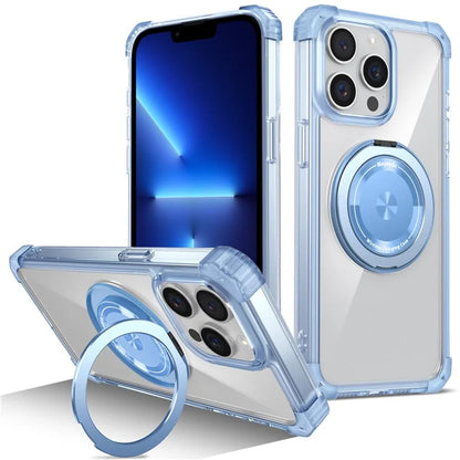 For iPhone 13 Pro Max Magnetic Case Rotary Ring Kickstand TPU+PC Phone Cover