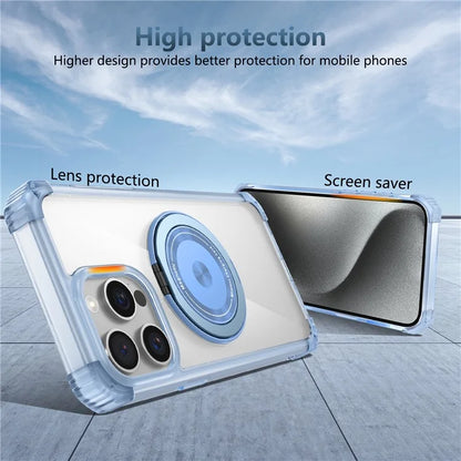 For iPhone 13 Pro Max Magnetic Case Rotary Ring Kickstand TPU+PC Phone Cover