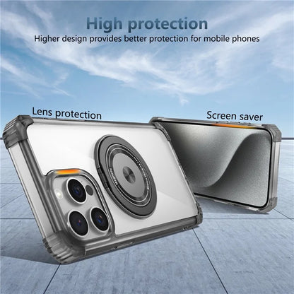 For iPhone 13 Pro Max Magnetic Case Rotary Ring Kickstand TPU+PC Phone Cover