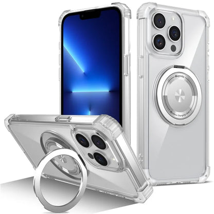 For iPhone 13 Pro Max Magnetic Case Rotary Ring Kickstand TPU+PC Phone Cover