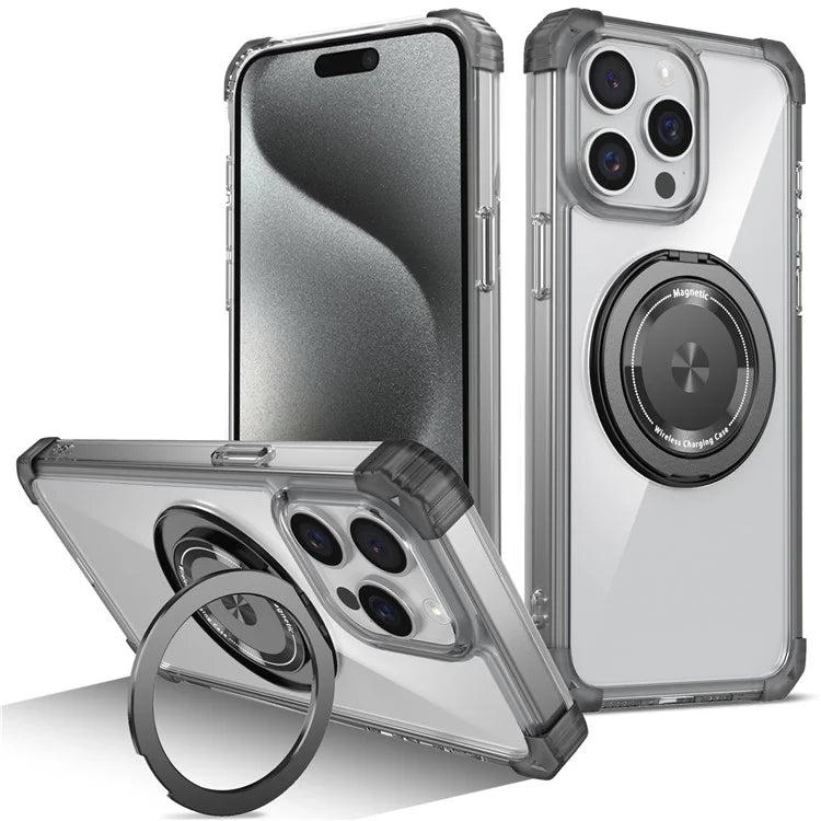 For iPhone 15 Pro Kickstand Case Anti-Drop TPU+PC Slim Phone Cover