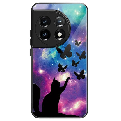 For OnePlus Ace 3 5G / 12R 5G Pattern Printing Case Tempered Glass Back + TPU Frame Cover