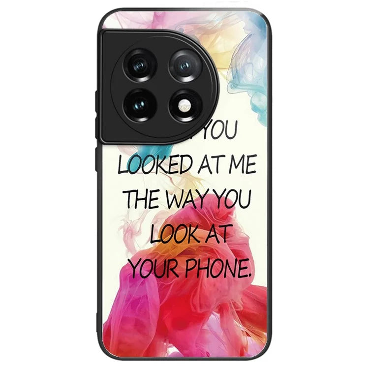 For OnePlus Ace 3 5G / 12R 5G Pattern Printing Case Tempered Glass Back + TPU Frame Cover