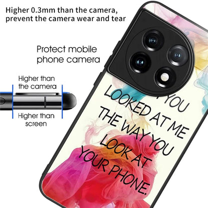 For OnePlus Ace 3 5G / 12R 5G Pattern Printing Case Tempered Glass Back + TPU Frame Cover