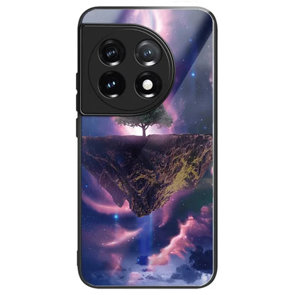 For OnePlus Ace 3 5G / 12R 5G Pattern Printing Case Tempered Glass Back + TPU Frame Cover