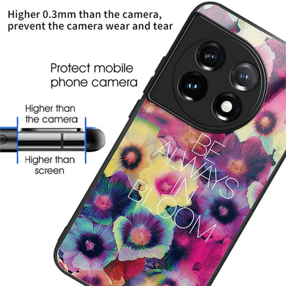 For OnePlus Ace 3 5G / 12R 5G Pattern Printing Case Tempered Glass Back + TPU Frame Cover