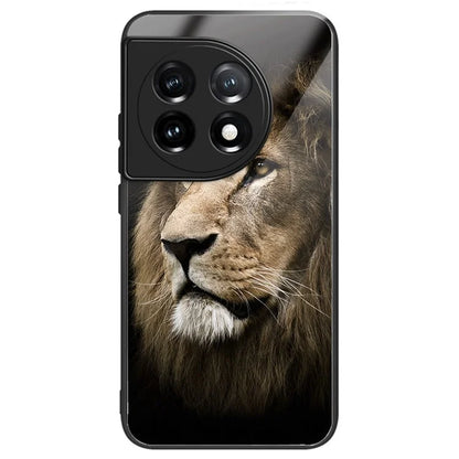 For OnePlus Ace 3 5G / 12R 5G Pattern Printing Case Tempered Glass Back + TPU Frame Cover