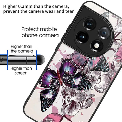 For OnePlus Ace 3 5G / 12R 5G Pattern Printing Case Tempered Glass Back + TPU Frame Cover