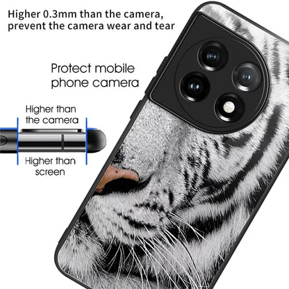 For OnePlus Ace 3 5G / 12R 5G Pattern Printing Case Tempered Glass Back + TPU Frame Cover