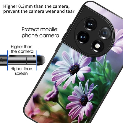 For OnePlus Ace 3 5G / 12R 5G Pattern Printing Case Tempered Glass Back + TPU Frame Cover