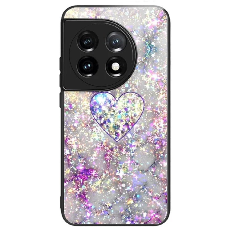 For OnePlus Ace 3 5G / 12R 5G Case Pattern Print TPU Frame Tempered Glass Back Cover