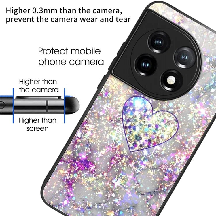For OnePlus Ace 3 5G / 12R 5G Case Pattern Print TPU Frame Tempered Glass Back Cover